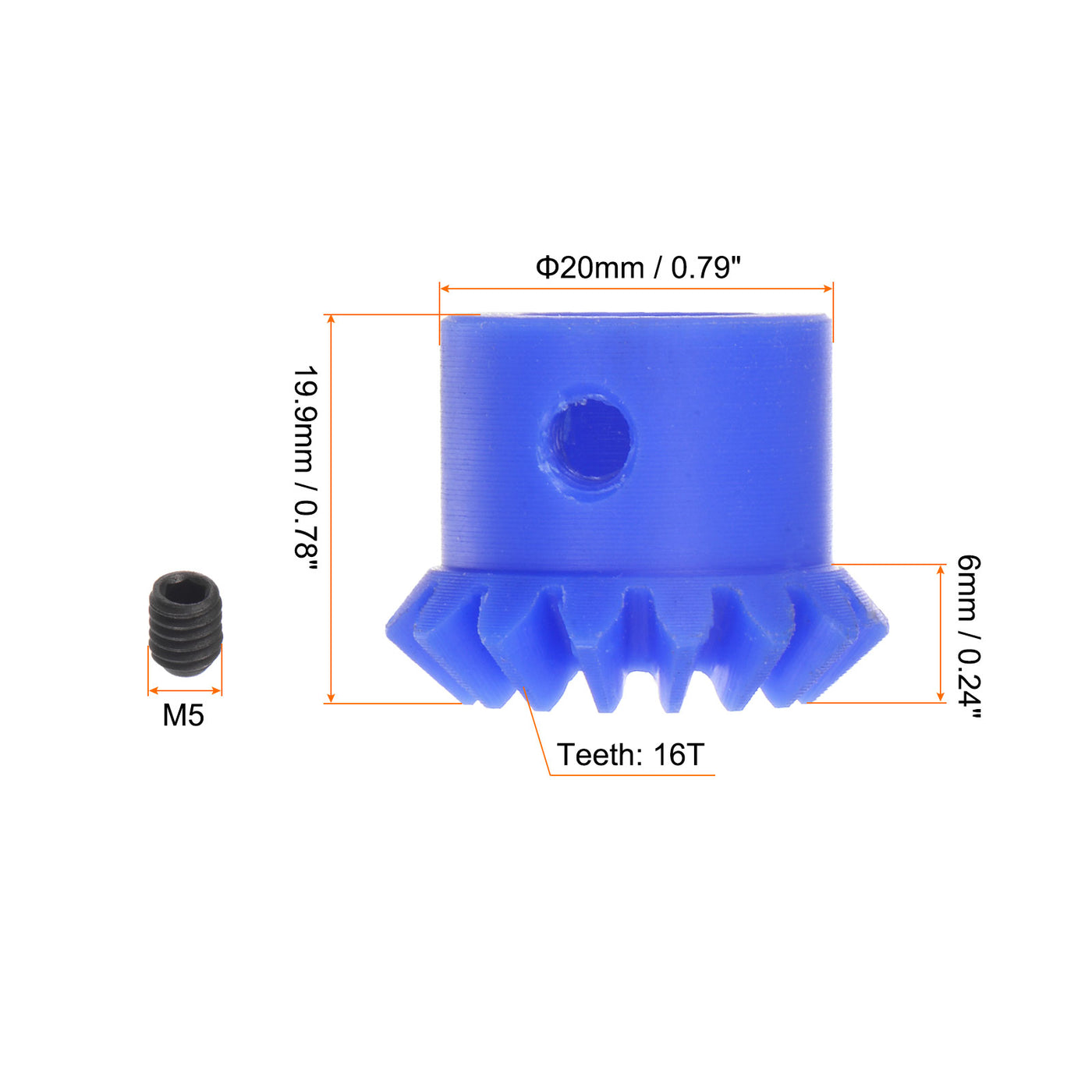 Harfington 1.5 Modulus 16 Teeth 12mm Inner Hole Plastic Tapered Bevel Gear