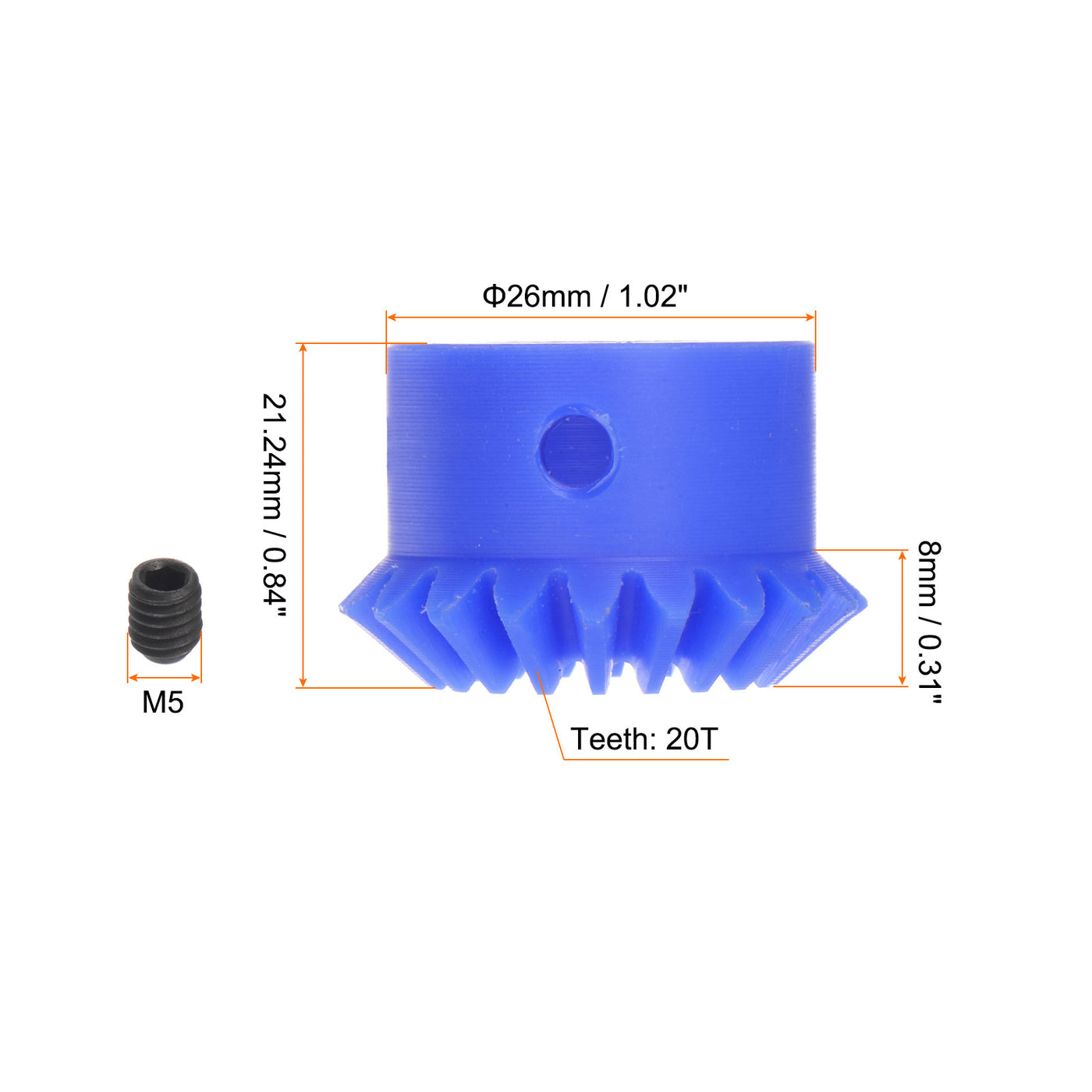 Harfington 1.5 Modulus 20 Teeth 15mm Inner Hole Plastic Tapered Bevel Gear
