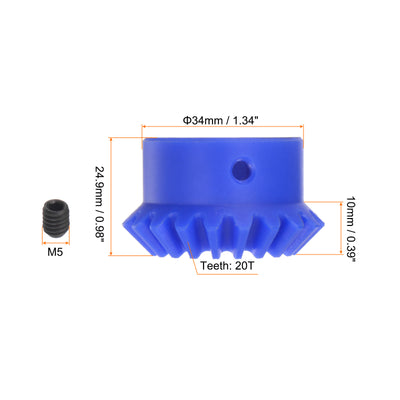 Harfington 2.0 Modulus 20 Teeth 10mm Inner Hole Plastic Tapered Bevel Gear