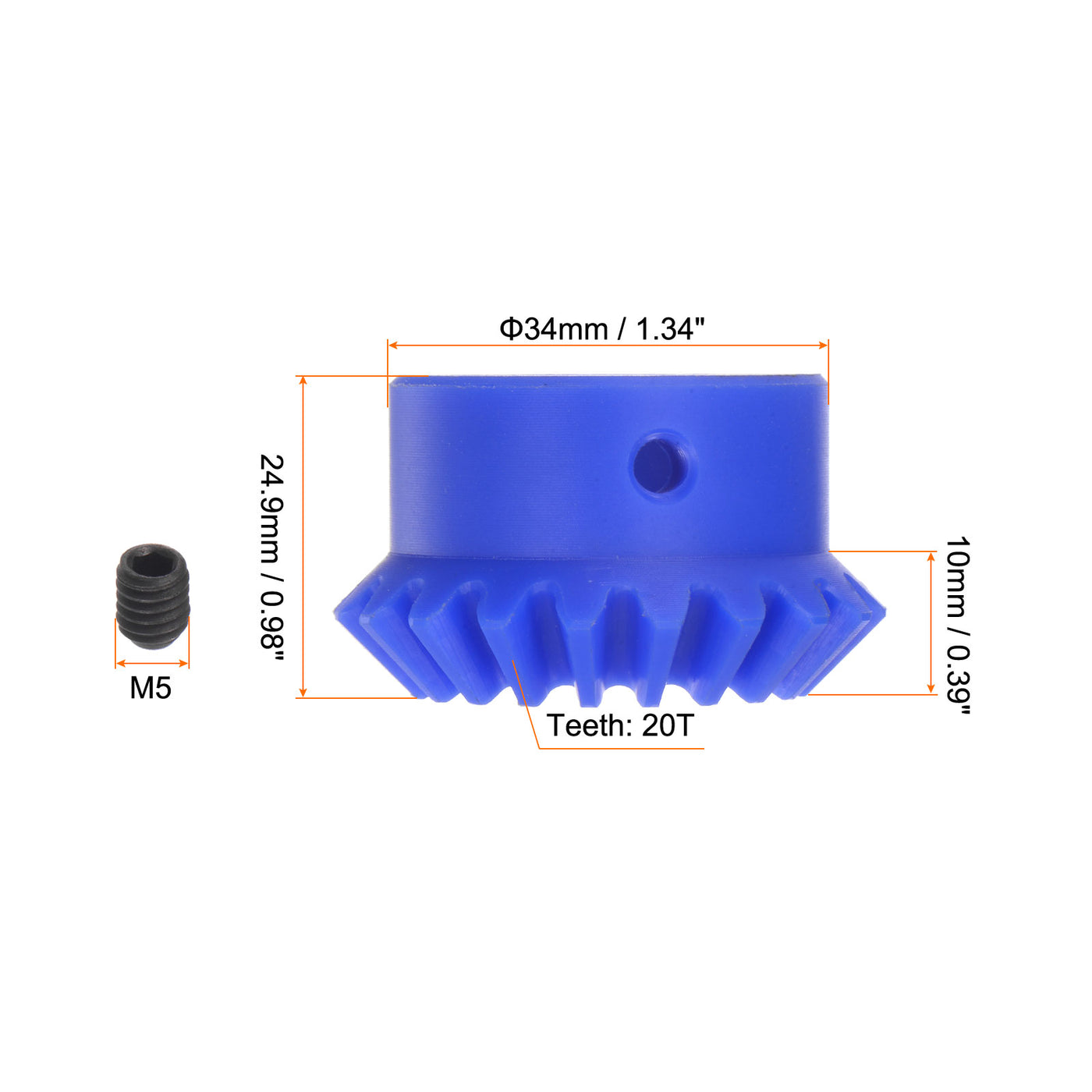 Harfington 2.0 Modulus 20 Teeth 12mm Inner Hole Plastic Tapered Bevel Gear with Keyway