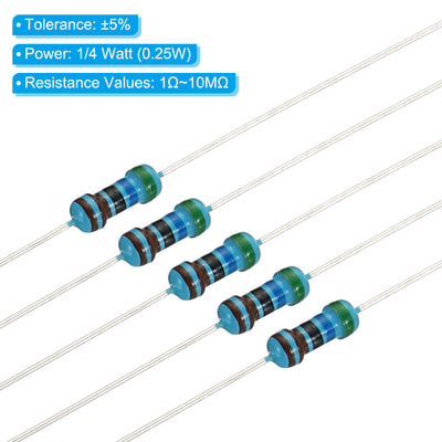 Harfington 1500pcs Metal Film Resistor Assortment Kit 1 Ohm - 10M Ohm, 75 Values 1/4W 5% Tolerance for DIY Projects Experiments