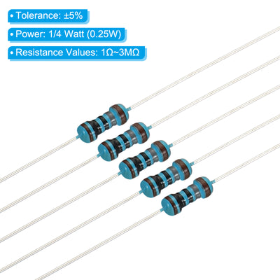 Harfington 1300pcs Metal Film Resistor Assortment Kit 1 Ohm - 3MOhm, 130 Values 0.25W 5% Tolerance for DIY Projects Experiments