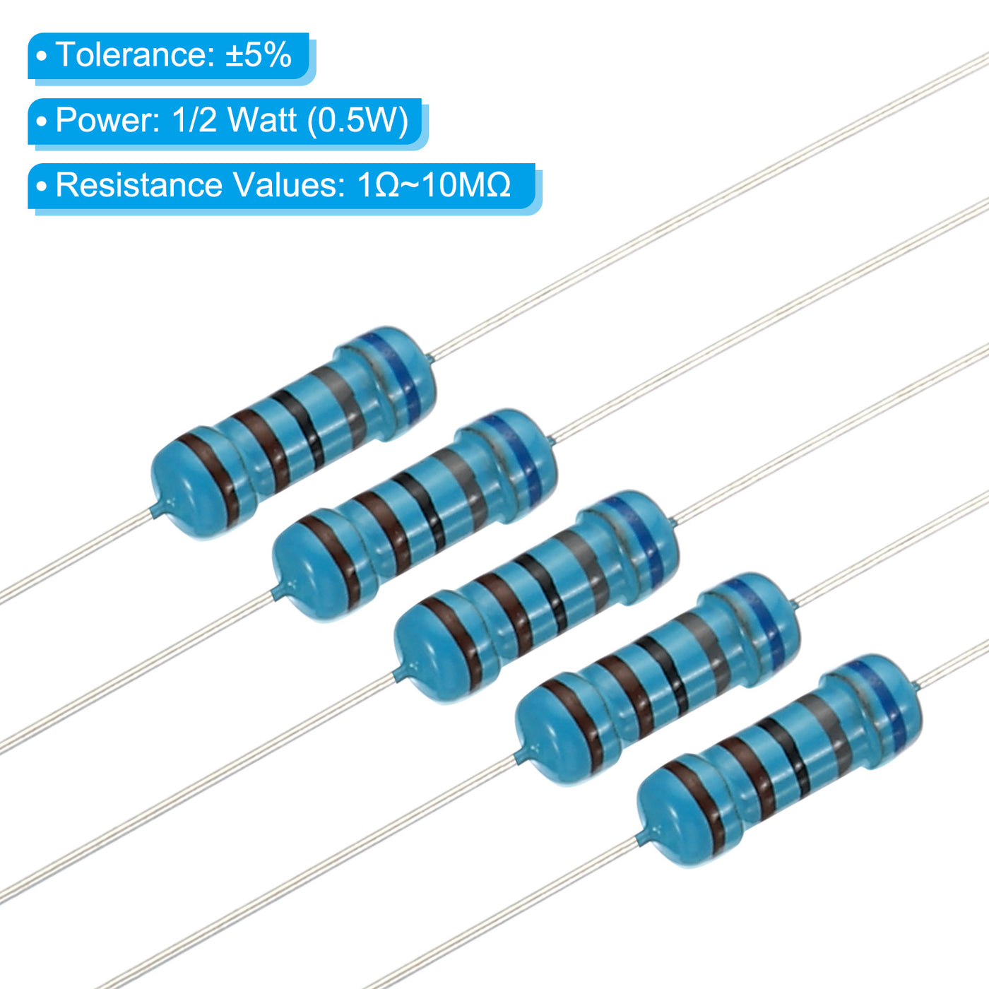 Harfington 1100pcs Metal Film Resistor Assortment Kit 1 Ohm - 10M Ohm, 110 Values 1/2W 5% Tolerance for DIY Projects Experiments