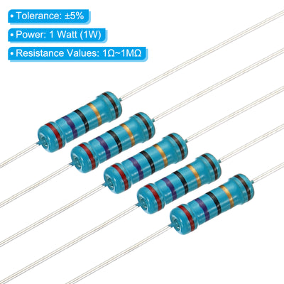 Harfington 1000pcs Metal Film Resistor Assortment Kit 1 Ohm - 1M Ohm, 100 Values 1W 5% Tolerance for DIY Projects Experiments