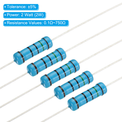 Harfington 150pcs Metal Film Resistor Assortment Kit 0.1 Ohm - 750 Ohm, 30 Values 2W 5% Tolerance for DIY Projects Experiments