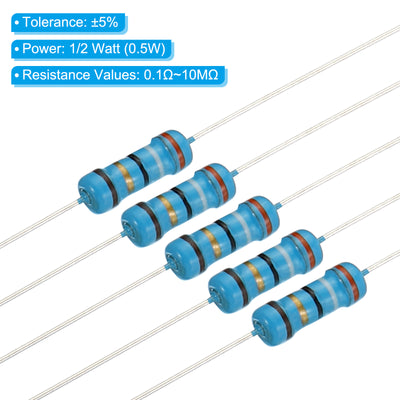 Harfington 860pcs Metal Film Resistor Assortment Kit 0.1 Ohm - 10M Ohm, 86 Values 1/2W 5% Tolerance for DIY Projects Experiments