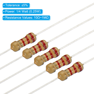 Harfington 600pcs Metal Film Resistor Assortment Kit 10 Ohm - 1M Ohm, 30 Values 1/4W 5% Tolerance for DIY Projects Experiments