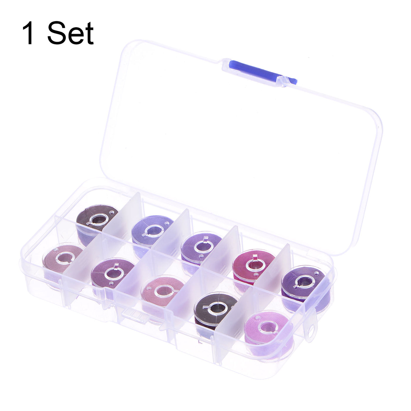 Harfington Prewound Sewing Bobbin Thread Set of 10pcs W Storage Plastic Case, Purple Series