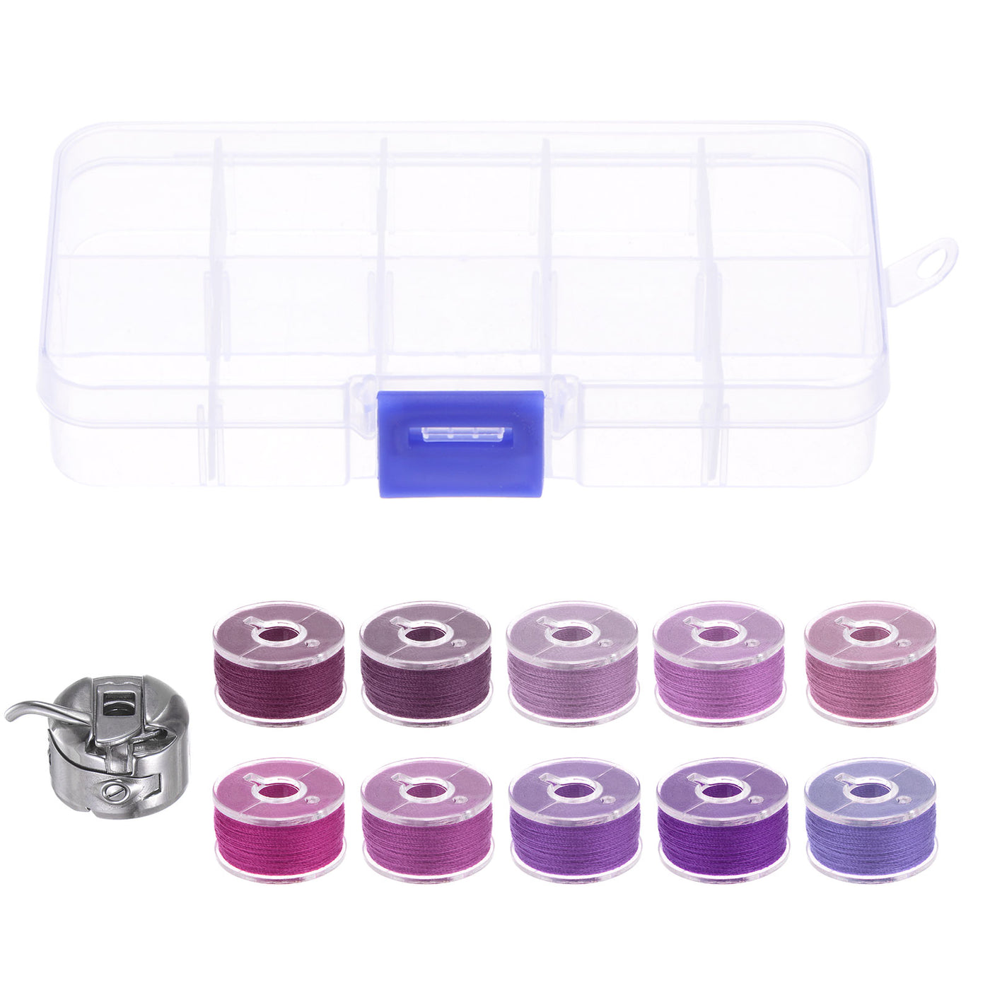 Harfington 2set Prewound Sewing Bobbins Thread W Bobbin Case & Storage Box, Purple Series