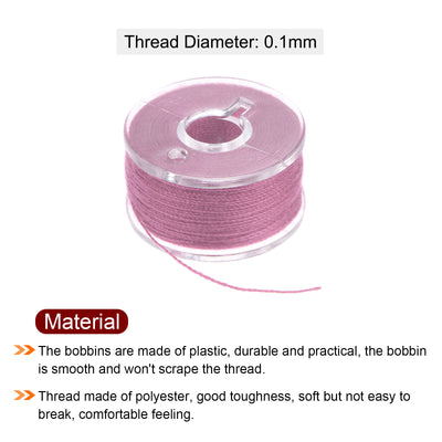 Harfington Prewound Sewing Bobbin Thread Set of 10pcs W Storage Plastic Case, Pink Series