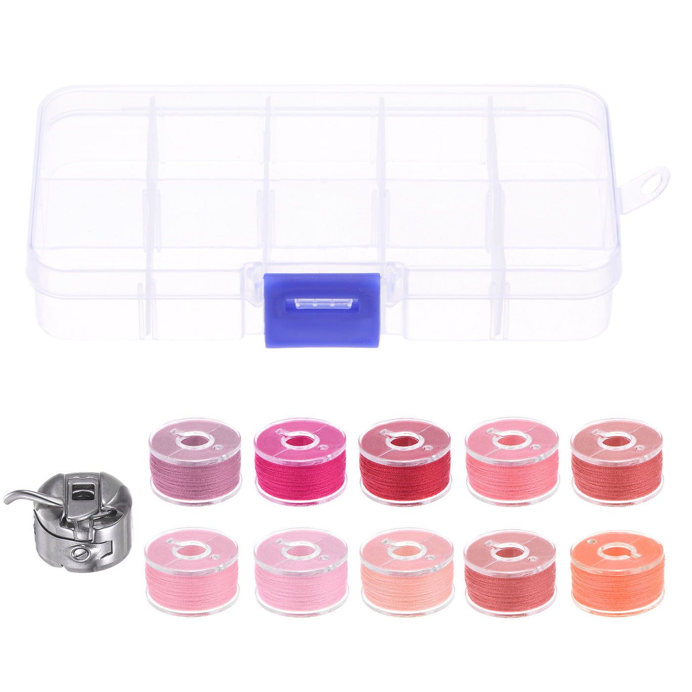 Harfington Prewound Sewing Bobbins Thread Set with Bobbin Case and Storage Box, Pink Series