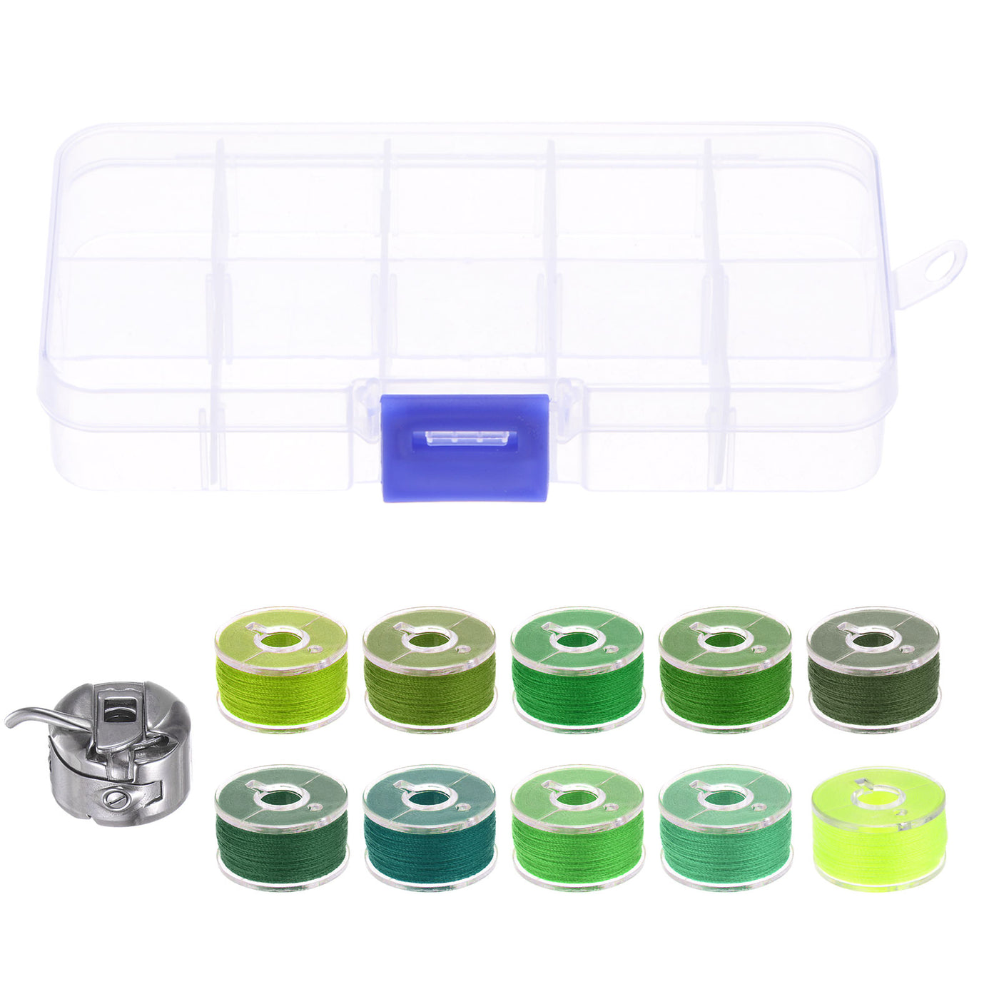 Harfington Prewound Sewing Bobbins Thread with Bobbin Case and Storage Box, Green Series