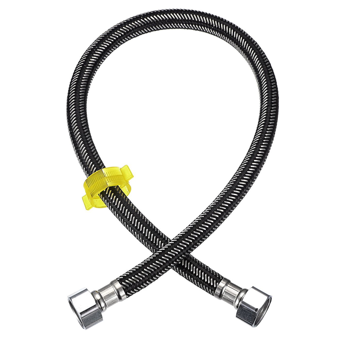 uxcell Uxcell Faucet Supply Line Connector, G1/2 Female x G1/2 Female 24" Hose, Black