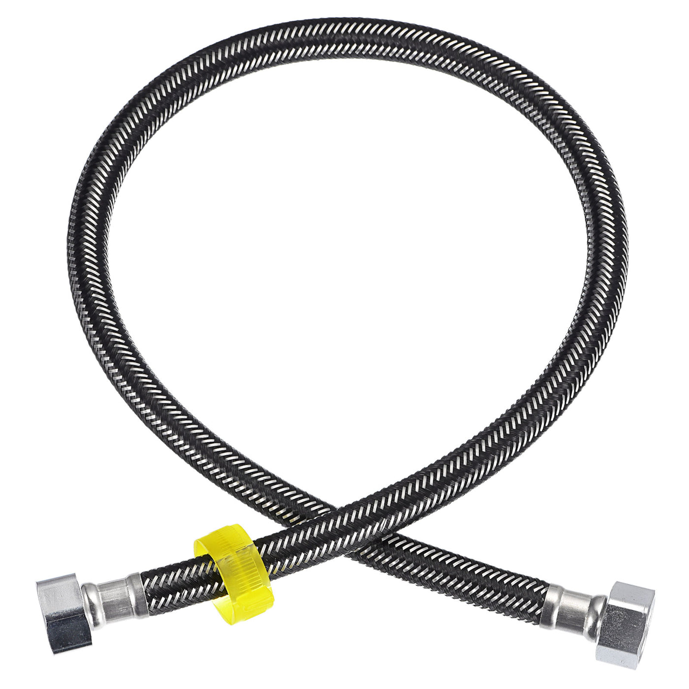 uxcell Uxcell Faucet Supply Line Connector, G1/2 Female x G1/2 Female 28" Hose, Black