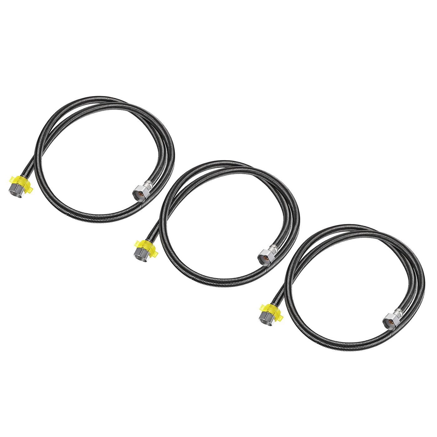 uxcell Uxcell Faucet Supply Line Connector, 3pcs G1/2 Female x G1/2 Female 47" Hose, Black
