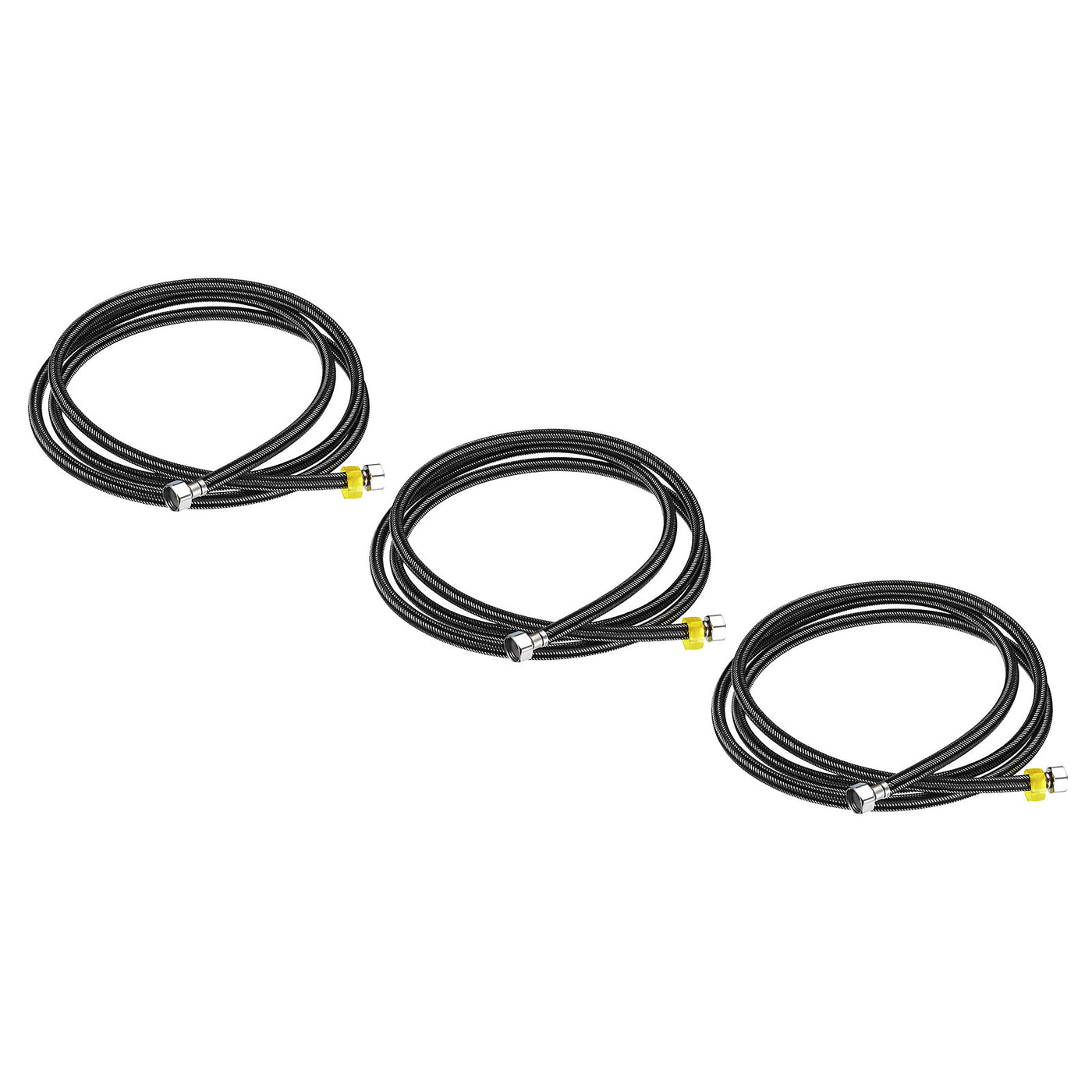 uxcell Uxcell Faucet Supply Line Connector, 3pcs G1/2 Female x G1/2 Female 98" Hose, Black