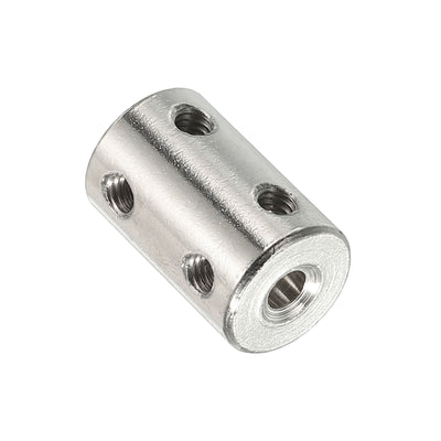 Harfington Shaft Coupler L22xD14 4mm Stainless Steel W Screw Silver 4Pack