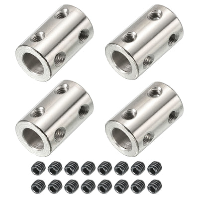 Harfington Shaft Coupler L22xD14 8mm Stainless Steel W Screw Silver 4Pack