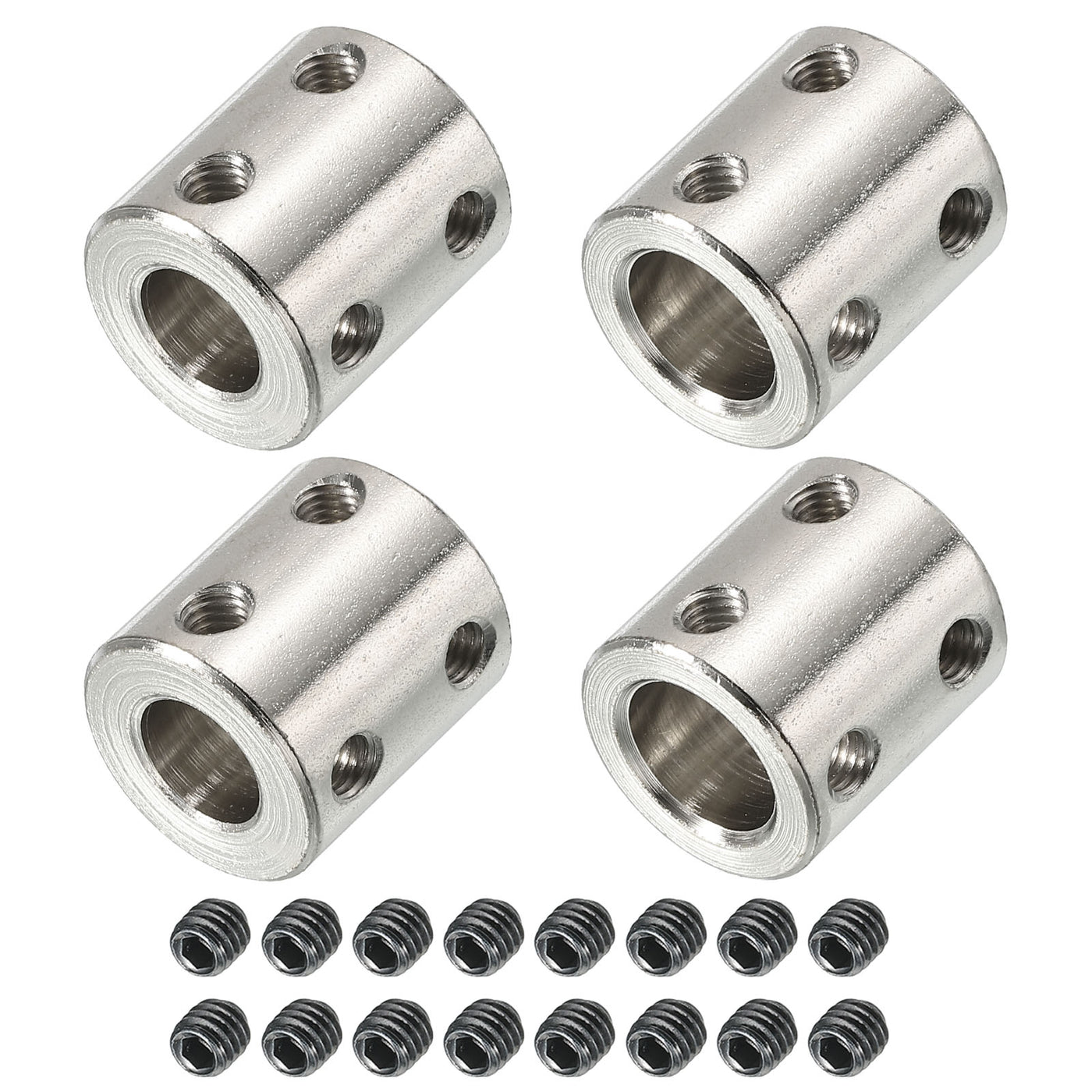 Harfington Shaft Coupler L22xD20 10mm to 12mm Stainless Steel W Screw Silver 4Pack