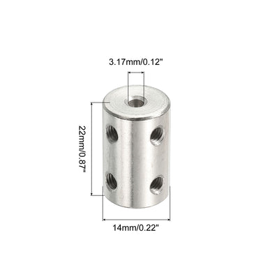 Harfington Shaft Coupler L22xD14 3.17mm Stainless Steel W Screw,Wrench Silver