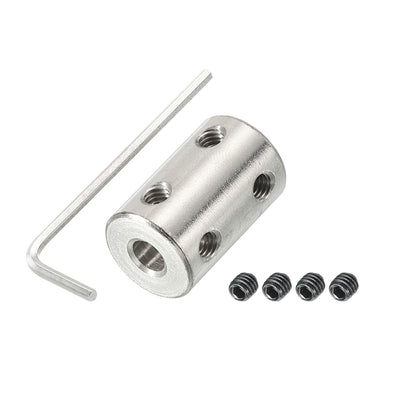 Harfington Shaft Coupler L22xD14 4mm to 5mm Stainless Steel W Screw,Wrench Silver