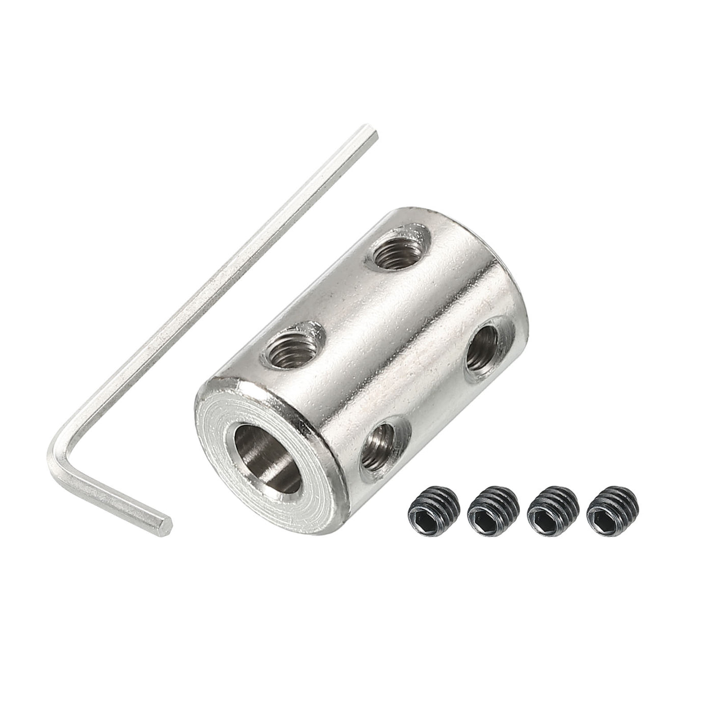 Harfington Shaft Coupler L22xD14 6mm Stainless Steel W Screw,Wrench Silver