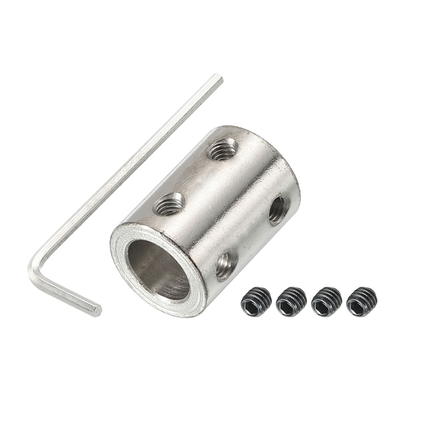 Harfington Shaft Coupler L22xD16 8mm to 10mm Stainless Steel W Screw,Wrench Silver