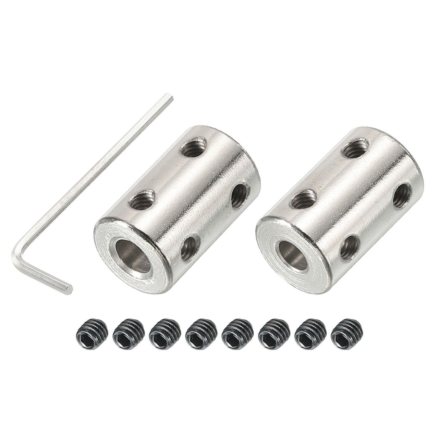 Harfington Shaft Coupler L22xD14 5mm to 6mm Stainless Steel W Screw,Wrench Silver 2Pcs