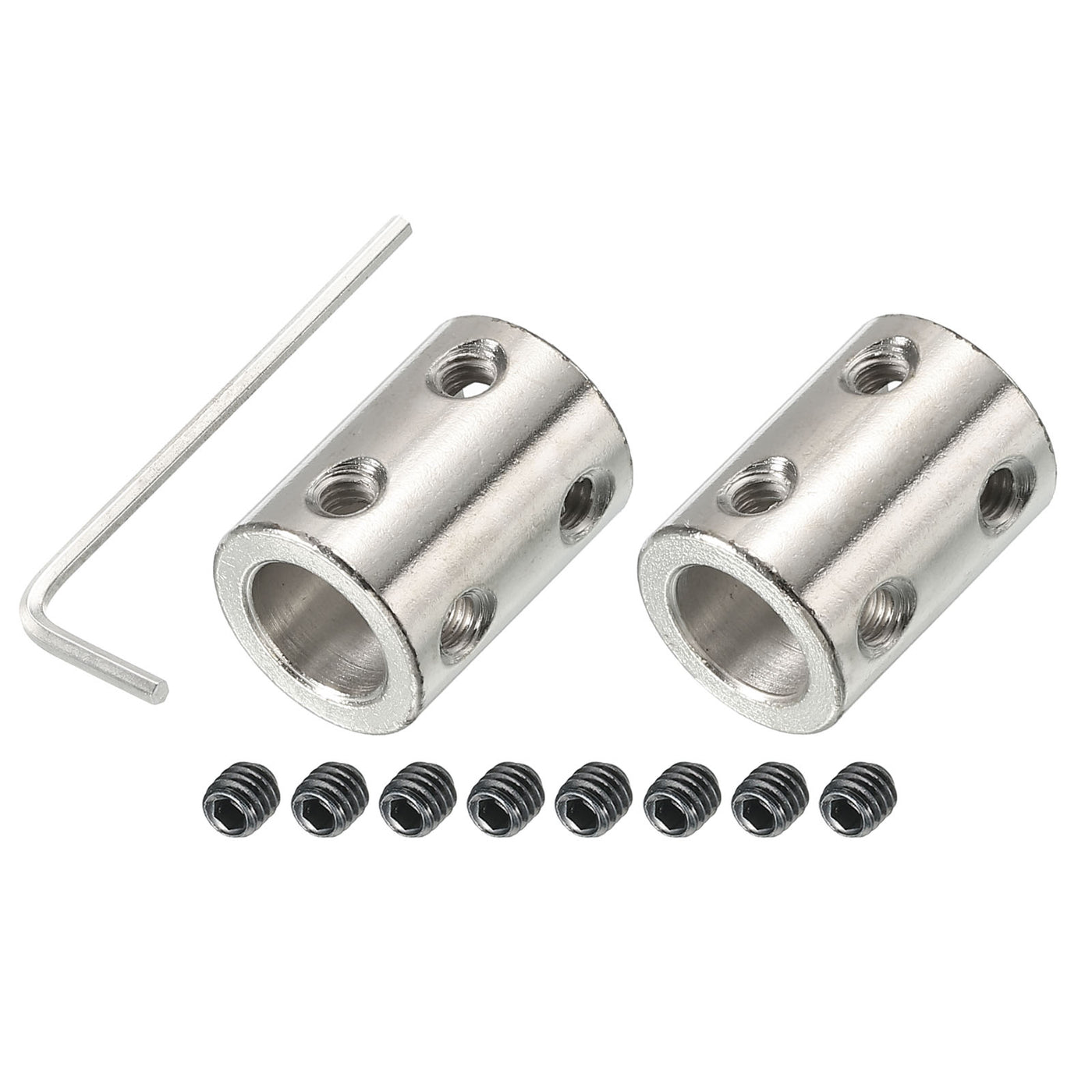 Harfington Shaft Coupler L22xD16 10mm Stainless Steel W Screw,Wrench Silver 2Pcs