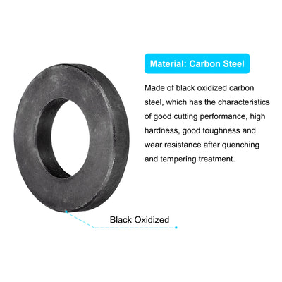 Harfington Uxcell Carbon Steel Flat Washer, Black Oxidized Grade 8.8 Alloy Steel Ultra Thick Fasteners for Mechanical Industry, Automotive