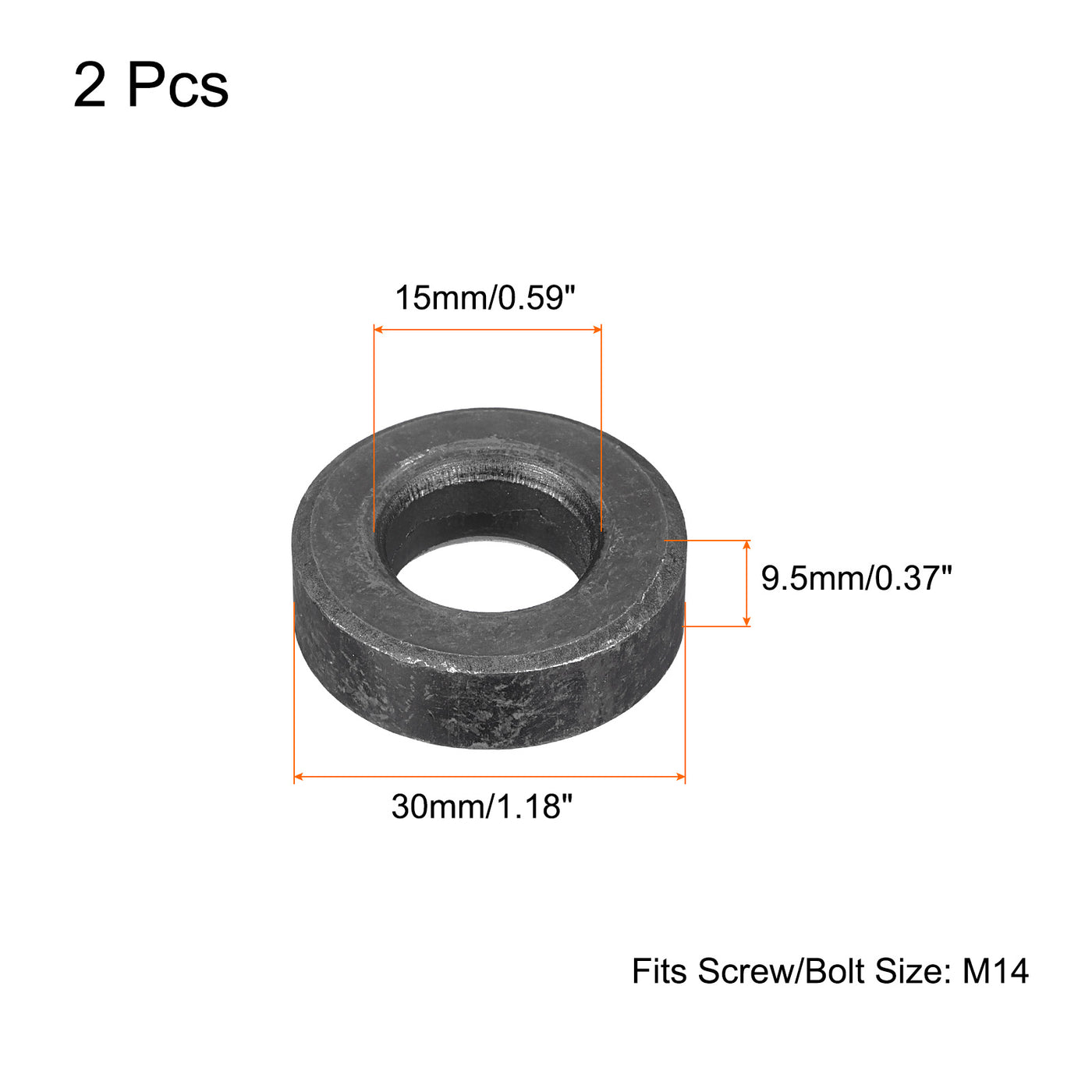 uxcell Uxcell M14 Carbon Steel Flat Washer 2pcs 15x30x9.5mm Grade 8.8 Alloy Steel Fasteners