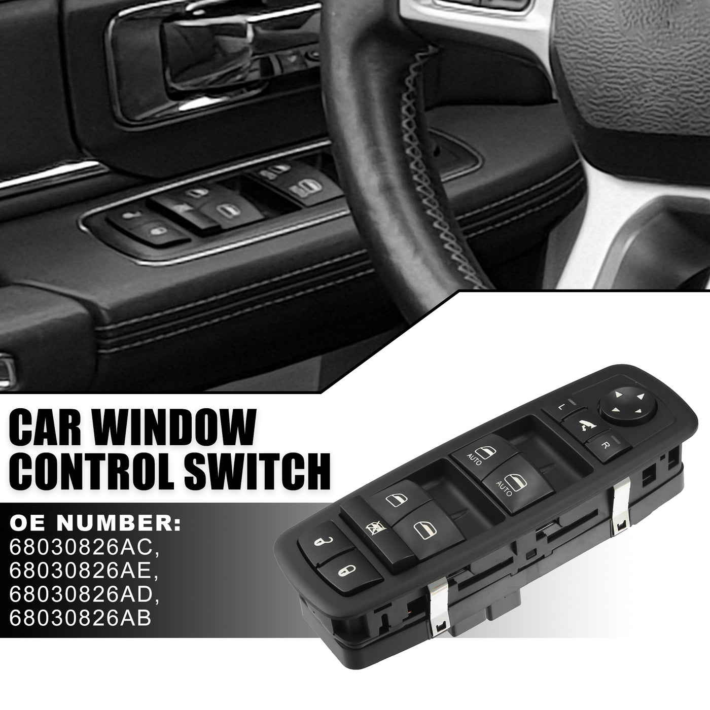 X AUTOHAUX 68030826AC Front Left Driver Side Car Power Window Switch for Jeep Grand Cherokee Laredo Limited SRT8 2011-2013
