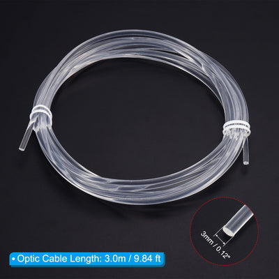 Harfington 3mm 3.0m PMMA Side Glow Fiber Optic Cable Kit, with LED Aluminum Illuminator 12V 1.5W Guide Light Source Decoration for Home DIY Lighting, Cool White