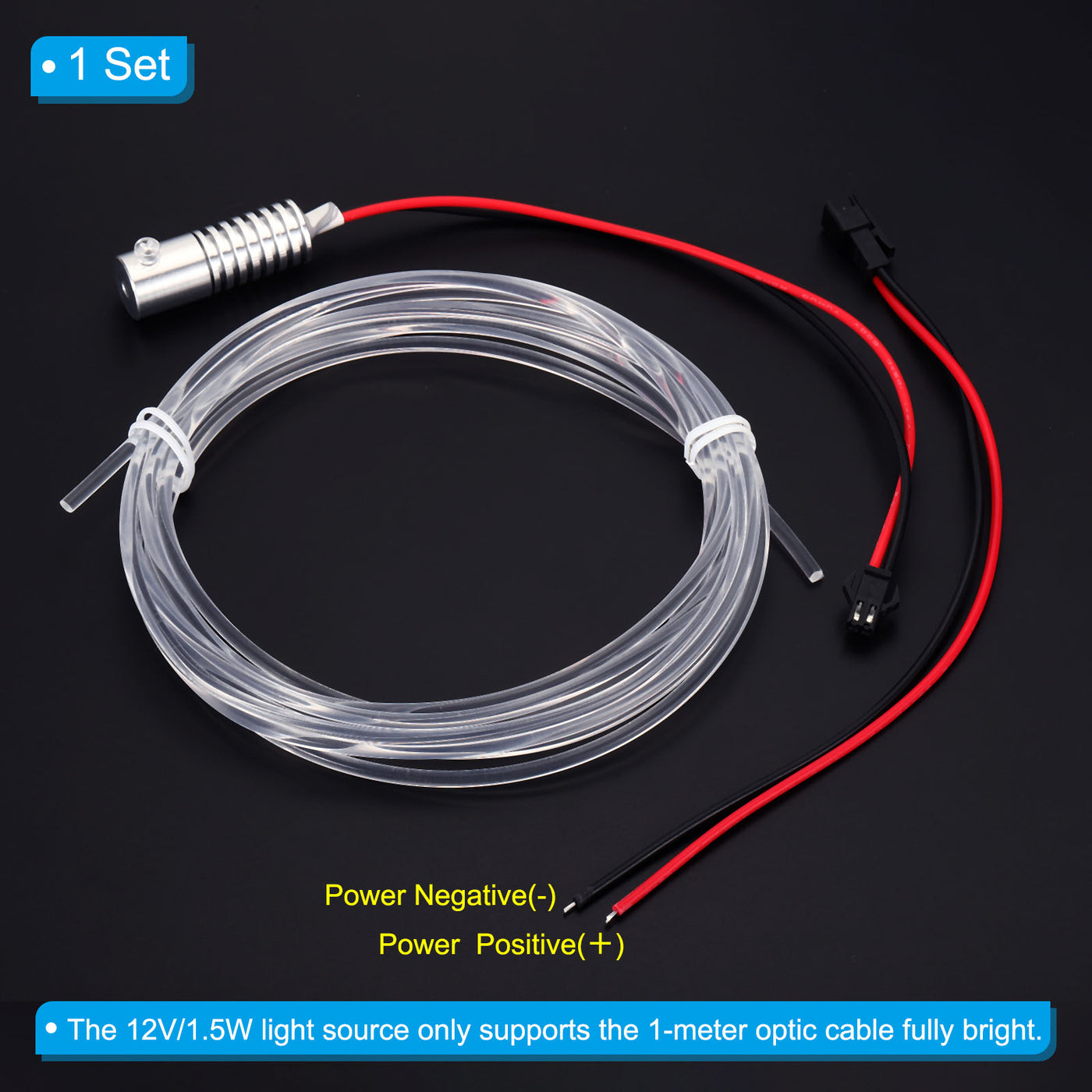 3mm 3.0m PMMA Side Glow Fiber Optic Cable Kit, with LED Aluminum