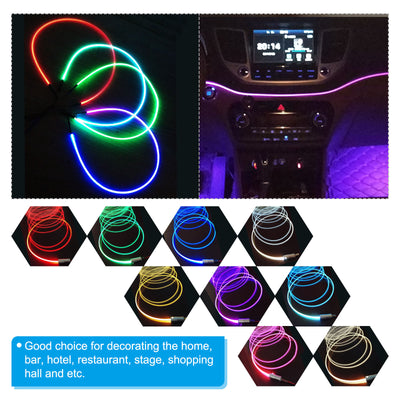 Harfington 3mm 3.0m PMMA Side Glow Fiber Optic Cable Kit, with LED Aluminum Illuminator 12V 1.5W Guide Light Source Decoration for Home DIY Lighting, Pink