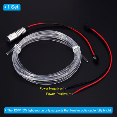 Harfington 3mm 3.0m PMMA Side Glow Fiber Optic Cable Kit, with LED Aluminum Illuminator 12V 1.5W Guide Light Source Decoration for Home DIY Lighting, Colorful