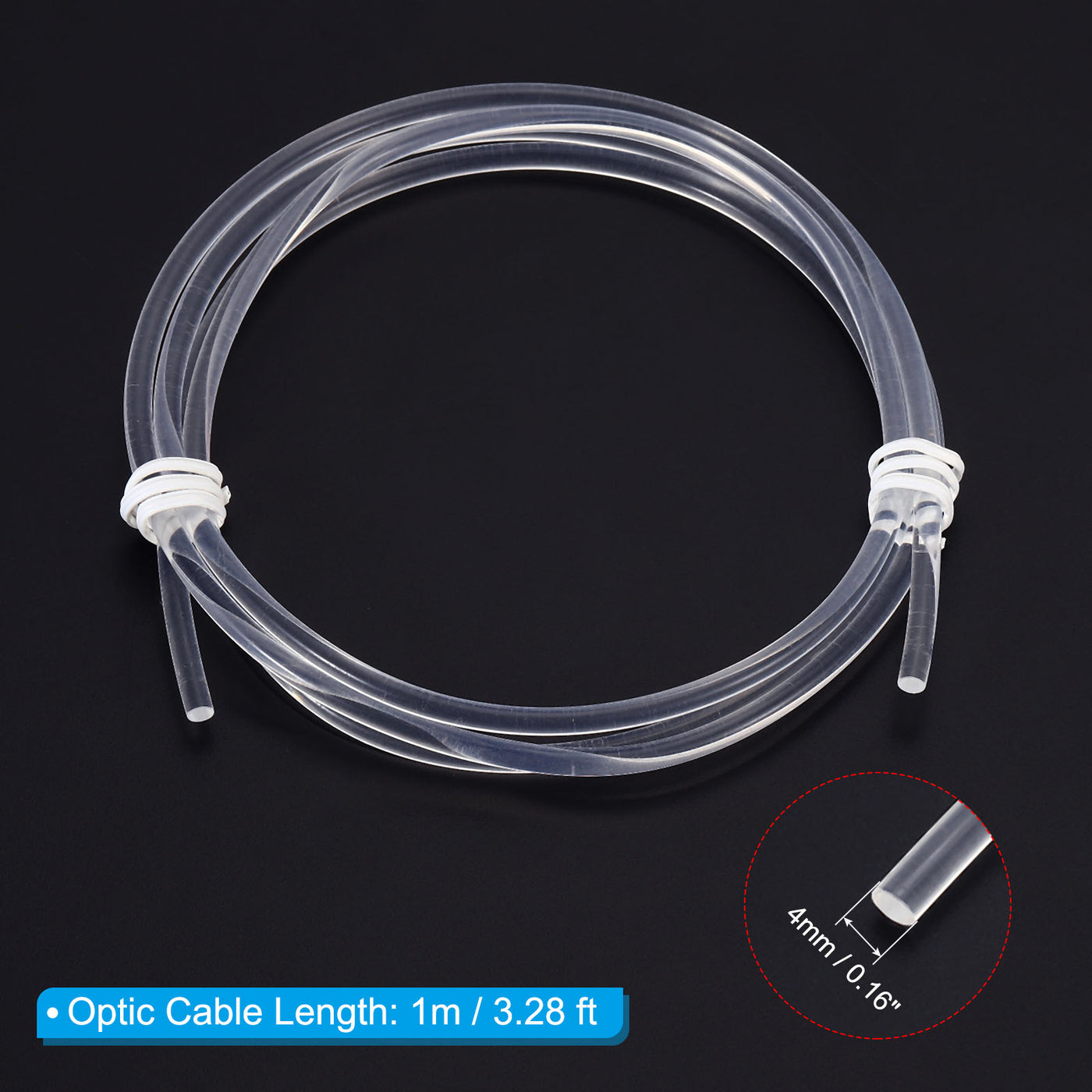 Harfington 4mm 1m PMMA Side Glow Fiber Optic Cable Kit, with LED Aluminum Illuminator 12V 1.5W Guide Light Source Decoration for Home DIY Lighting, Cool White
