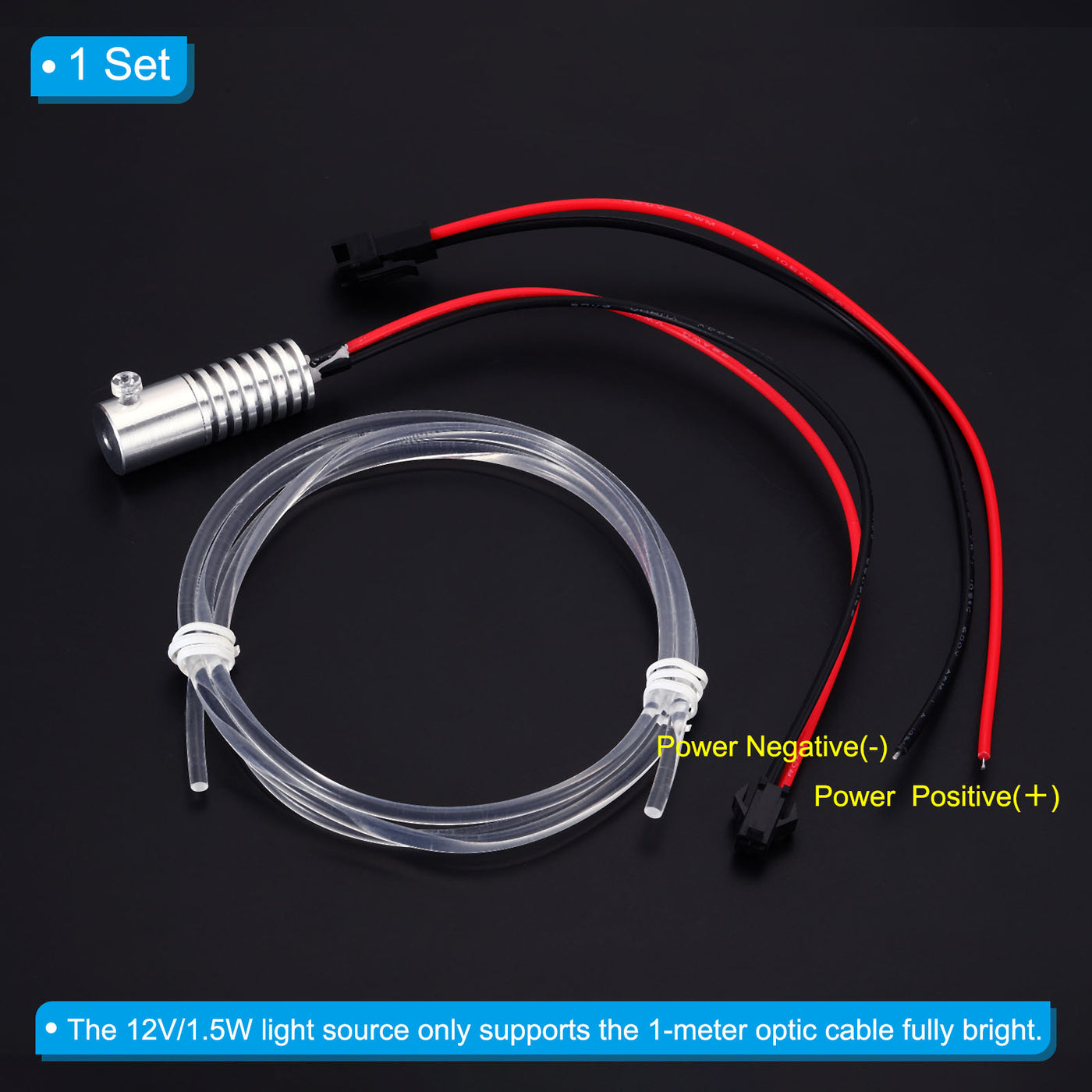Harfington 4mm 1m PMMA Side Glow Fiber Optic Cable Kit, with LED Aluminum Illuminator 12V 1.5W Guide Light Source Decoration for Home DIY Lighting, Colorful