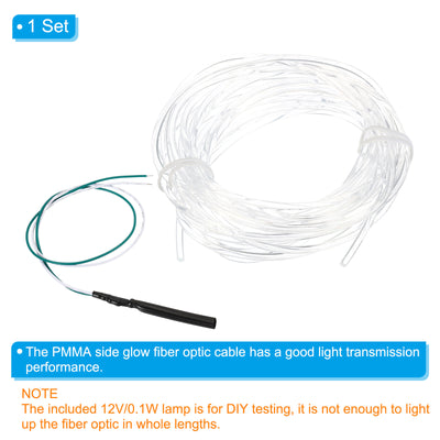 Harfington 2.5mm 4m PMMA Side Glow Fiber Optic Cable Kit, with LED Illuminator 12V 0.1W Testing Light Source Decoration for Home DIY Lighting