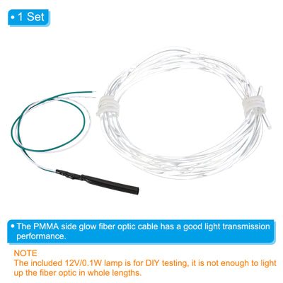 Harfington 2mm 2m PMMA Side Glow Fiber Optic Cable Kit, with LED Illuminator 12V 0.1W Testing Light Source Decoration for Home DIY Lighting