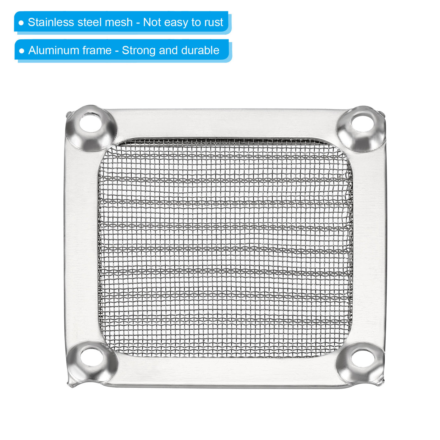 Harfington 60mm Fan Filter Grills with Screws, 2 Pack Aluminum Frame Stainless Steel Mesh Dustproof Cover for Computer Case, Silver