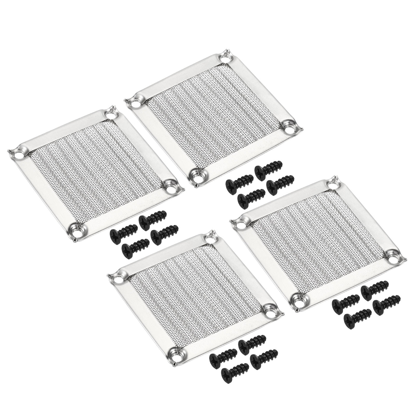 Harfington 60mm Fan Filter Grills with Screws, 4 Pack Aluminum Frame Stainless Steel Mesh Dustproof Cover for Computer Case, Silver