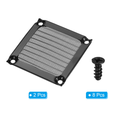 Harfington 60mm Fan Filter Grills with Screws, 2 Pack Aluminum Frame Stainless Steel Mesh Dustproof Cover for Computer Case, Black