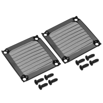 Harfington 60mm Fan Filter Grills with Screws, 2 Pack Aluminum Frame Stainless Steel Mesh Dustproof Cover for Computer Case, Black