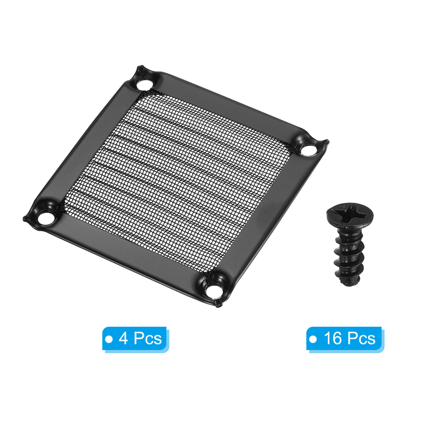 Harfington 60mm Fan Filter Grills with Screws, 4 Pack Aluminum Frame Stainless Steel Mesh Dustproof Cover for Computer Case, Black