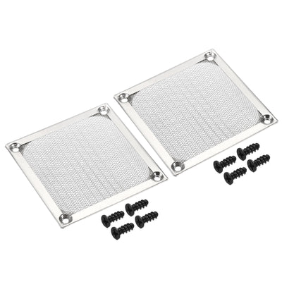 Harfington 80mm Fan Filter Grills with Screws, 2 Pack Aluminum Frame Stainless Steel Mesh Dustproof Cover for Computer Case, Silver