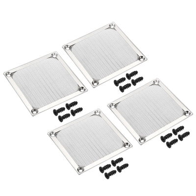 Harfington 80mm Fan Filter Grills with Screws, 4 Pack Aluminum Frame Stainless Steel Mesh Dustproof Cover for Computer Case, Silver