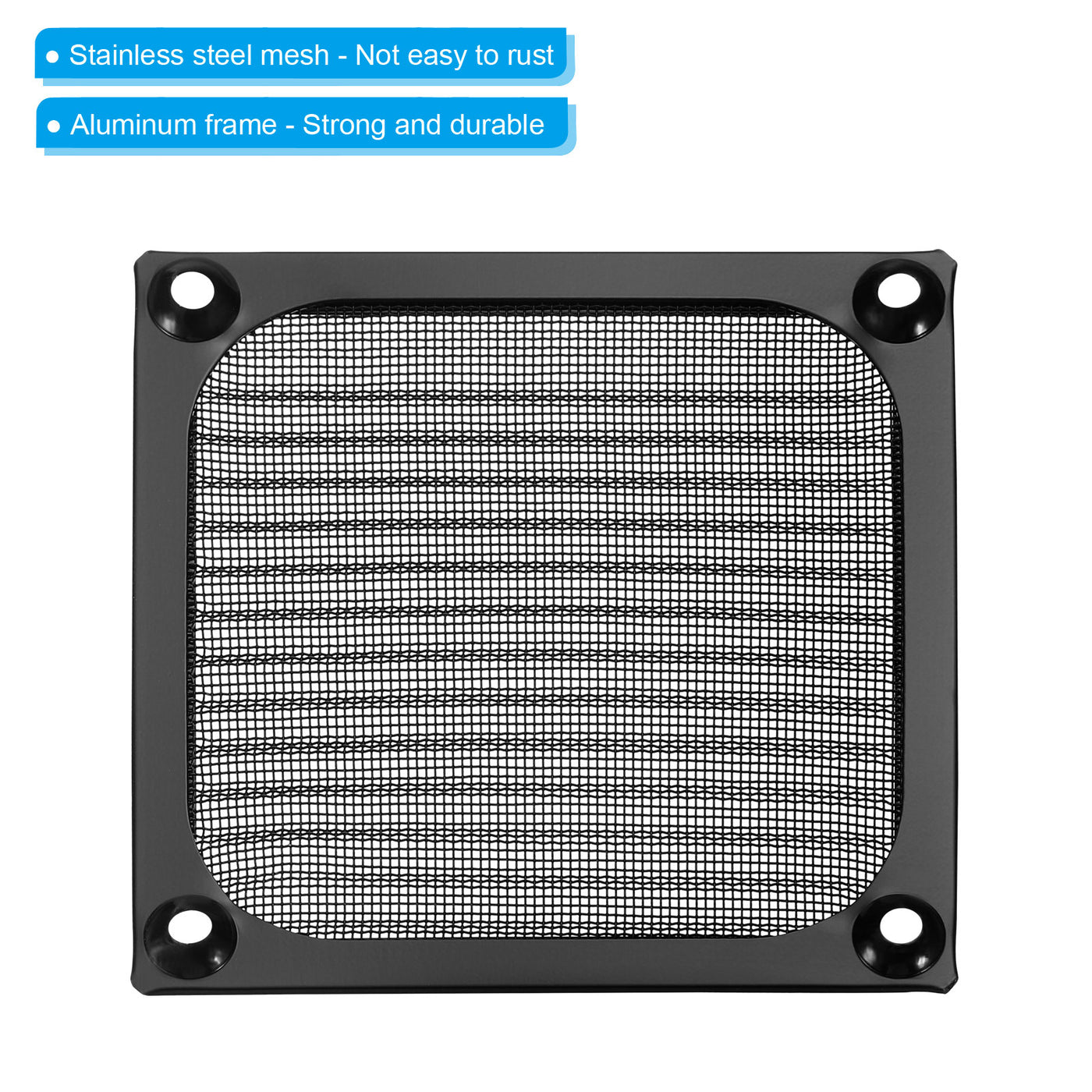 Harfington 80mm Fan Filter Grills with Screws, 4 Pack Aluminum Frame Stainless Steel Mesh Dustproof Cover for Computer Case, Black