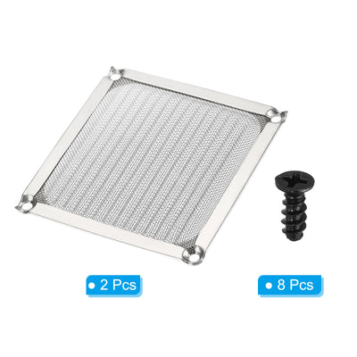 Harfington 90mm Fan Filter Grills with Screws, 2 Pack Aluminum Frame Stainless Steel Mesh Dustproof Cover for Computer Case, Silver