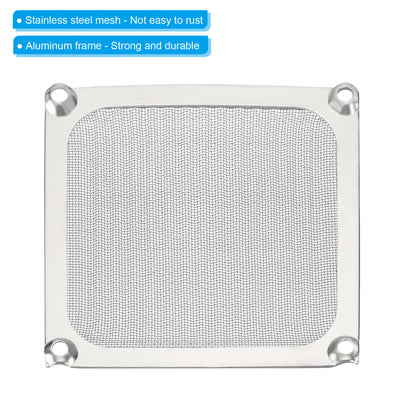 Harfington 90mm Fan Filter Grills with Screws, 2 Pack Aluminum Frame Stainless Steel Mesh Dustproof Cover for Computer Case, Silver